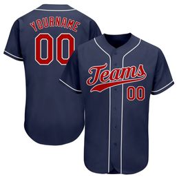 Custom Navy Red-White 7868 Authentic Baseball Jersey