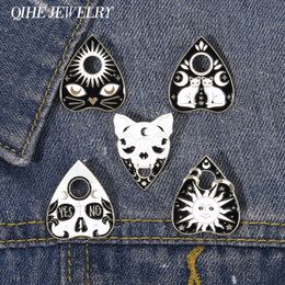 Punk Heart Enamel Pin Witch Ouija Sun Moon Brooch Metal Gothic Yes No Black Cat Badge Animal Lapel Jewellery Friend Halloween Gift