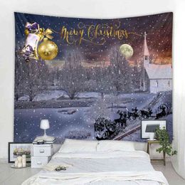 Christmas Wall Rug Snowy Day Santa Claus Hanging Rugs Holiday Decorations Home Party Supplies Decorative J220804