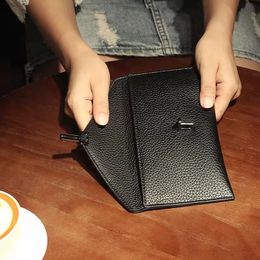 Genuine cow leather women designer wallets lady long style lock fashion casual phone clutchs female zero card purses no198268m