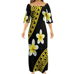 High Quality Drop Women Club Bodycon Dresses Samoan Puletasi Polynesian Traditional Tribal Design Dress 2 Piece Set 220706