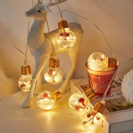 Strings Bulbs String Lights Christmas Light LED Room Decor Tree Red Cone Pine Needle Bulb StringLED StringsLED