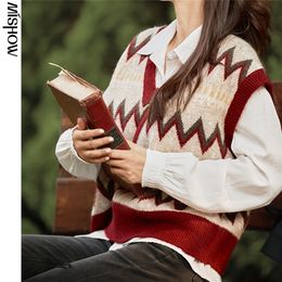 MISHOW Autumn Sweater Vest For Women Sleeveless Pullover Casual V-Neck Knitwear Female Outdoor Clothing MX20C5344 201223