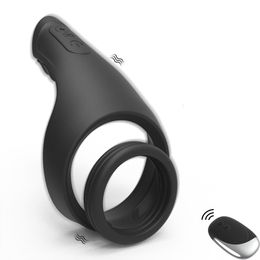Powerful Herb Penis Ring sexy Toy for Male 10 Frequency Vibration Mode Prolonged Ejaculation Silicone Waterproof Cock Vibrator