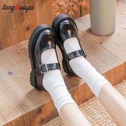 Lolita Sepatu Platform Wanita Pelayan Seragam Kinerja Gesper Tebal Hak Tinggi Muffin Sol Tebal Sepatu Tunggal Cosplay Mary Jane Sepatu 220614