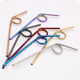 Home 6-shaped cocktail straw 304 stainless steel Drinking Straw Colours metal beverage milk tea bending shape creative straws de325