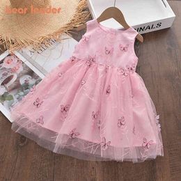 Bear Leader Casual Girls Princess Dresses 2022 Summer New Children's Clothing Cute Butterfly Lace Bow Dress Sweet Baby Costume G220518