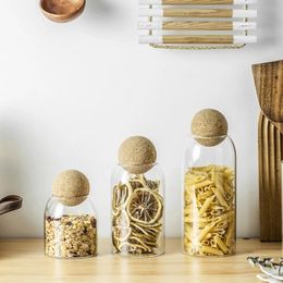 Storage Bottles & Jars Retro Glass Sealed Jar Wooden Ball Lid Candy Nut Mushroom Tea Milk Powder Dried Fruit Grain Coffee Bean