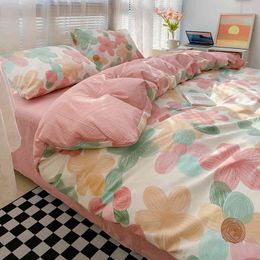 Spring and Summer New Cotton Air Jet 13372 Four Piece Set Cartoon Printed Bed Sheet Quilt Cover Bedding Kit