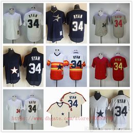 Movie Vintage Baseball Jerseys Wears Stitched 34 NolanRyan All Stitched Name Number Away Breathable Sport Sale High Quality Jersey