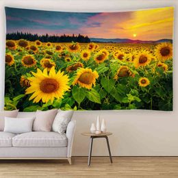 Sunflower Landscape Wall Carpet Kawaii Decoration For Female Room Carpets Decorations Living Fabric J220804