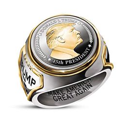 fashion usa president trump ring most recent Jewellery silver gold Colour american mens cool biker rings