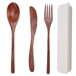 disposable china Canada - Dinnerware Sets Wooden Cutlery Set Easy Cleaning Lightweight Scratch Proof Reusable Spoon Fork Cutter For Dessert Noodles CampingDinnerware