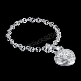 Silver Bracelets fine crystal heart key chain for women Wedding party lady Gifts high quality Fashion Jewellery 20cm