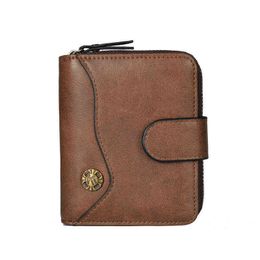 wallets Vintage Leather Men Wallet Multi-function Short Men's Zipper Buckle Coin Purse Luxury Brand Multi-card Pocket Clutch 220625