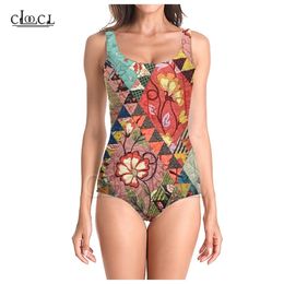 Colorful Retro Geometric Flowers 3D Print Sleeveless Sexy Swimwear Summer Girls Ladies Beach Swimsuits W220617