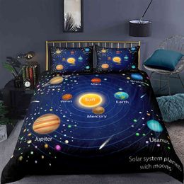 Galaxy Solar System Style Bedding Set Soft Comforter Duvet Cover Bedspreads for Bed Linen Queen Quilt with Pillowcase