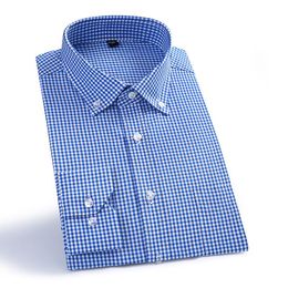 Men's Casual Shirts Men's Shirt Pure Cotton Long Sleeve Office Men Formal Stripe/Plaid Social Business Professional Mens ClothingMen's