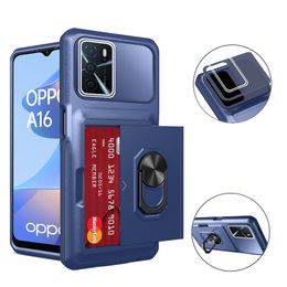 Military Grade Card Slot Cases Ring Stand Camera Protective For OPPO A16 Find X5 Lite Realme 9 Pro Plus A76 ZTE L210 A5 MOTO E7i Power E20 G31 G50 G60 G22 G52 G30 G9 Play E7