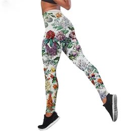 Women Leggings Vintage Floral Mushroom Print High Waist Elasticity Legging 3D Female for Outdoor Fitness Jogging Pants W220617