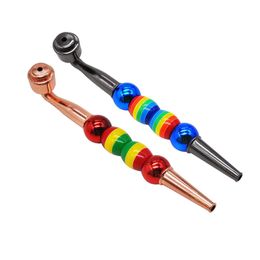 Colourful Zinc Alloy Portable Removable Pipes Dry Herb Tobacco Smoking Handpipes Innovative Design Bead Decoration Philtre Screen Bowl DHL Free