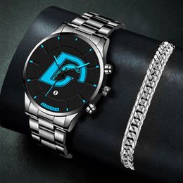 Wristwatches Fashion Minimalist Mens Stainless Steel Analog Quartz Calendar Date Watch Men Business Casual Clock Bracelet