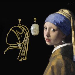 Dangle & Chandelier Original Het Meisje Met De Parel Earrings For Women 2022 Artsy Vermeer Series Griet Portrait Statement Drop