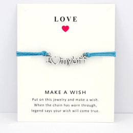 Charm Bracelets Love My Friend Forever Card Hope Faith Jewellery Light Brown Blue Wax Cords Women Men Girl Christmas GiftCharm