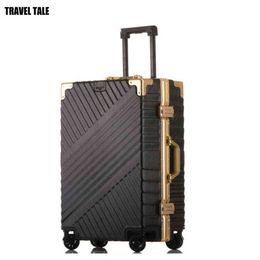 Travel Tale Inch Spinner Aluminium Frame Hard Trolley Case Rolling Luggage Box J220708 J220708