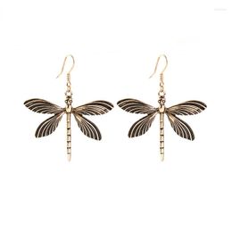 Dangle & Chandelier Design Vintage Insect Dragonfly Drop Earrings Alloy Pendant For Women Fashion Jewellery Wholesale FactoryDangle