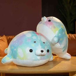 5570Cm Kawaii Seal Cuddly Cartoon Filled Soft Colourful Sea Lion Pillow Cute Sleeping Pillow Birthday Gift for Baby Kids J220729