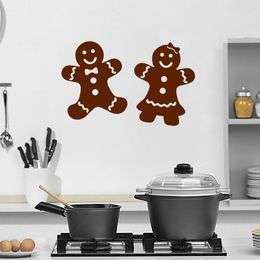 Wall Stickers Gingerbread Decal Kitchen Art Mural Cute Cookie Pattern Man And Woman Modern Holiday Home Decor SYY976