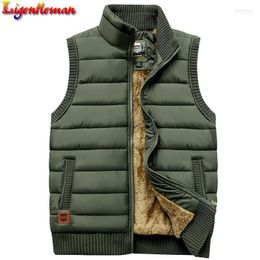 Men's Vests Casual Men Vest Coat Fleece Army Green Waistcoat Large Size 5XL Est 2022 Autumn Winter Warm Sleeveless Jacket1 Stra22