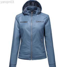 Winter Faux Leather Jacket Women Fleece Warm Short Hooded Coats Ladies Slim Jackets Waterproof Jaqueta Feminina L220801