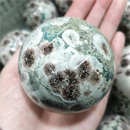 Decorative Objects & Figurines Natural Green Cherry Blossom Agate Mineral Quartz Spheres Real Crystals Ball Rocks Home Accessories Collectio