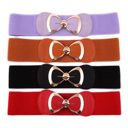 Belts Fashion Bow Designer Windbreaker Elastic Waistband Button Decoration Wide Waist Belt Ladies Strap Alloy Buckle Dress Accessories