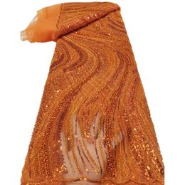 -Perle di paillettes francese arancione perle in tulle africano tessuto in pizzo 2022 tessuti per lacci netti nigeriani di alta qualità per matrimonio