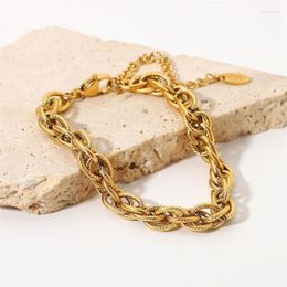 Link Chain GAIRU Selling 18K Gold Plated Italian Stainless Steel Hand Braided Chains Hip-Hop Personality Bracelet Jewellery GiftsLink Lars22