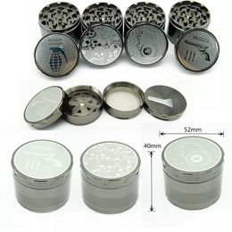 52mm OD Herb Grinder Smoke Empaistic Style Zinc Alloy Hand Dab Tools Crusher For Glass Bongs