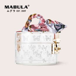 HBP Shopping Bag Mabula Transparent Jewelry Scott Box Eco Acrylic Clear Trunk Top Evening Handbag 2 Piece Silk Scarf Woven Band 220723