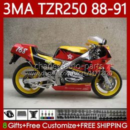 Fairings Kit For YAMAHA TZR-250 TZR250 TZR 250 R RS RR 88 89 90 91 ABS Bodywork 115No.58 YPVS 3MA TZR250R TZR250RR 1988 1989 1990 1991 Red yellow TZR250-R 88-91 MOTO Body
