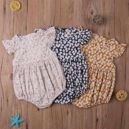 Summer Fashion Girl Jumpsuits 0-24M Cute Newborn Baby Girl Flowers Romper Jumpsuit Outfits Clothes Sunsuit G220521