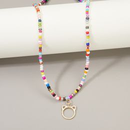 Сладкий пляжный стиль 18K позолоченное животное сердце кулон ожерелье летние ювелирные изделия красочные семянчики ожерелье