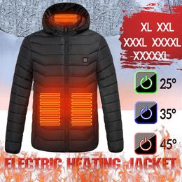 Men's Jackets Electric Heated Vest USB Heating Hooded Cotton Coat Camping Hiking Hunting Thermal Warmer JacketMen's