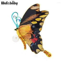 Pins Brooches Wuli&baby Pearl Butterfly Women Unisex Beauty 3-color Insect Wedding Office Brooch GiftsPins Kirk22