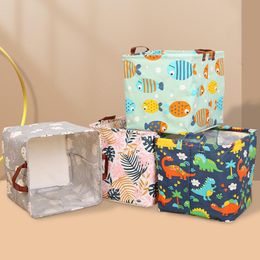 Storage Bags Folding Linen Desktop Box Cosmetic Underware Organiser Portable Toy Sundries Basket 32x32cmStorage