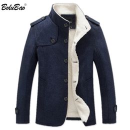 BOLUBAO Winter Men Coat Fashion Brand Clothing Fleece Lined Thick Warm Woolen Overcoat Male Wool Blend Men s Coat LJ201106