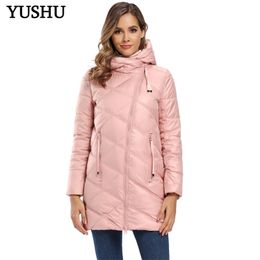 YUSHU Winter Jacket Women StandUp Collar Cotton Padded Winter Coat Women Warm Curve Zipper Parka Women Jacket Manteau Femme 201210