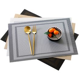 Woven PVC Placemats Heat Stain Slip Resistant Washable Durable Kitchen Dining Table Mats Rectangle Plate Pad XBJK2206