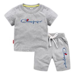 Summer Tracksuits for Children Toddler Baby Boy Girls Clothing Sets Patchwork Soft Top Shorts Teens Homewear Set 2pcs